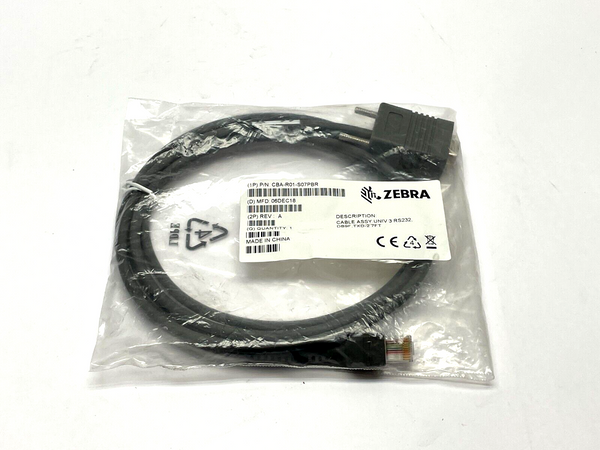 Zebra CBA-R01-S07PBR Serial Cable 7ft Length - Maverick Industrial Sales