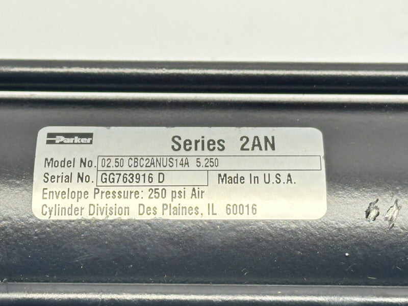 Parker 02.50 CBC2ANUS14A 5.250 Series 2AN Cylinder 2.5" Bore 5.25" Stroke - Maverick Industrial Sales