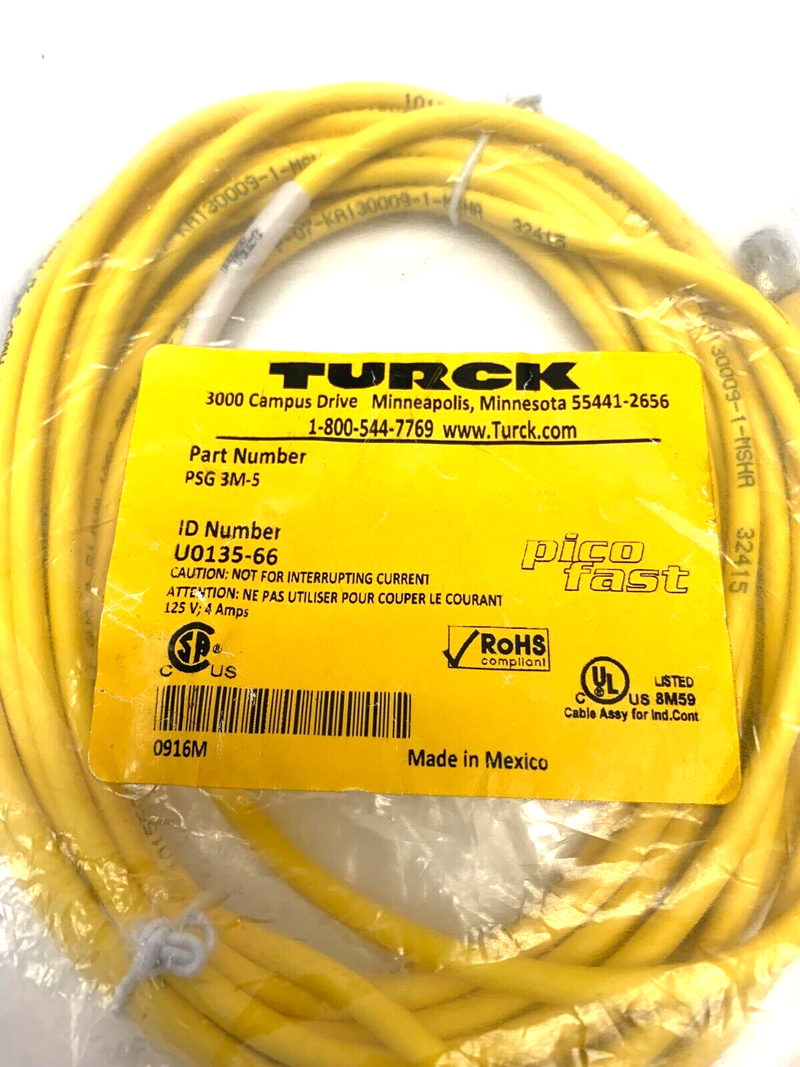 Turck PSG 3M-5 Pico Fast Cordset U0135-66 - Maverick Industrial Sales