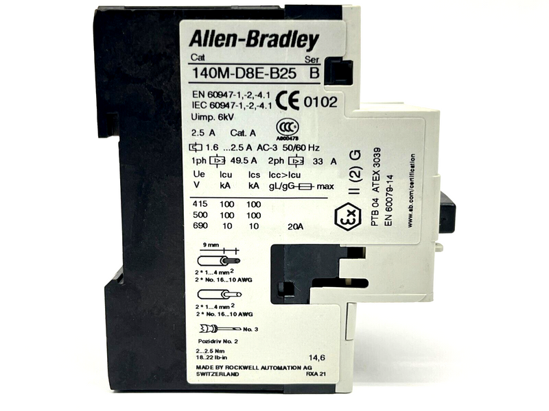 Allen Bradley 140M-D8E-B25 Ser B Motor Protection Circuit Breaker w/ 140M-C-A - Maverick Industrial Sales