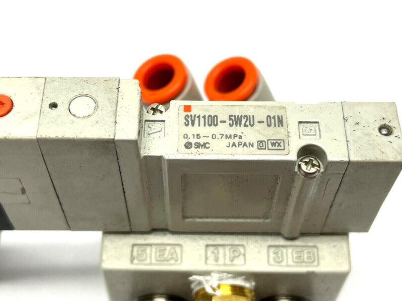 SMC SV1100-5W2U-01N Single Solenoid Valve Manifold 5-Port - Maverick Industrial Sales