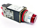Allen Bradley 800MR-PT26S Ser E Red Illuminated Pushbutton w/ 800M-XAS Block - Maverick Industrial Sales