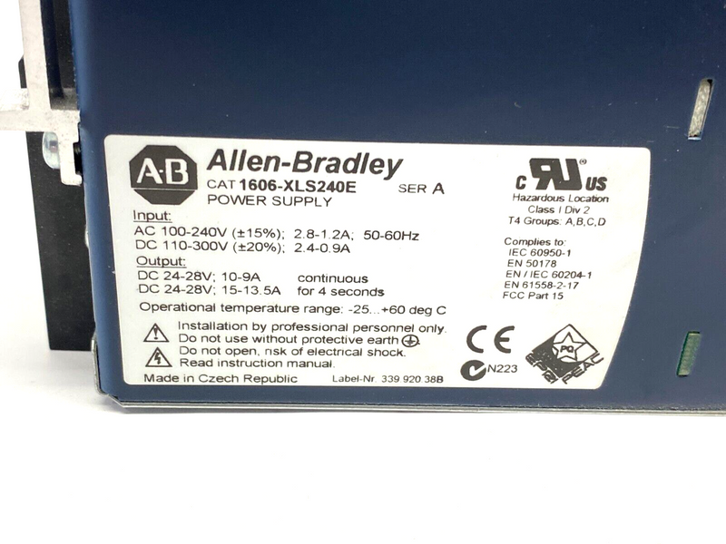 Allen Bradley 1606-XLS240E Ser. A Power Supply 100-240VAC 110-300VDC - Maverick Industrial Sales