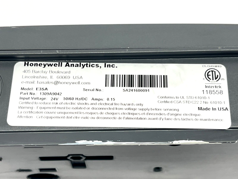 Honeywell E3SA E3Point Wall Mount Gas Monitor 0.15A 24V 1309A9042 - Maverick Industrial Sales