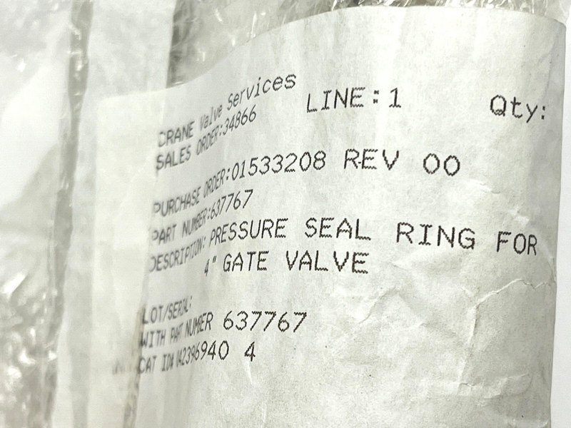 Crane Valve Services 637767 Pressure Seal Ring for 4" Gate Valve - Maverick Industrial Sales