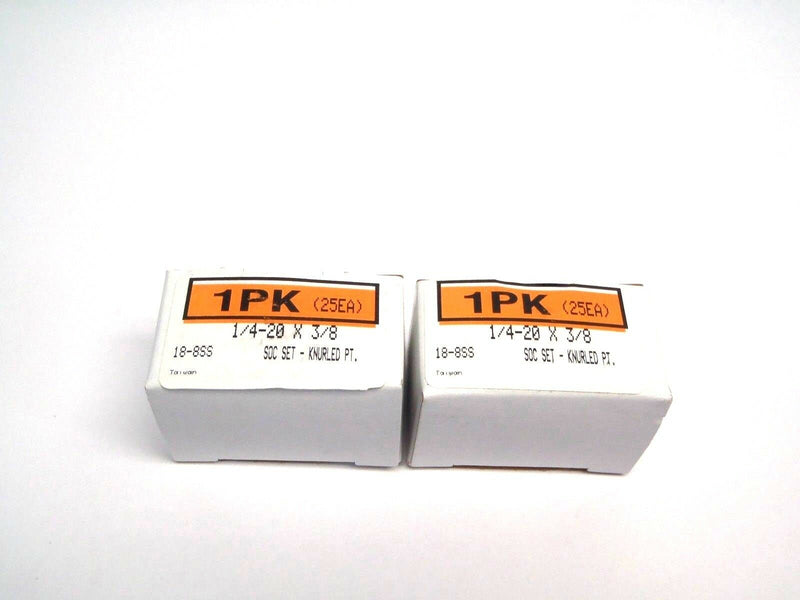 Lot of 2 Pack of 25 1/4-20x3/8" SOC Set Knurled 18-8SS Socket Grub Screws - Maverick Industrial Sales