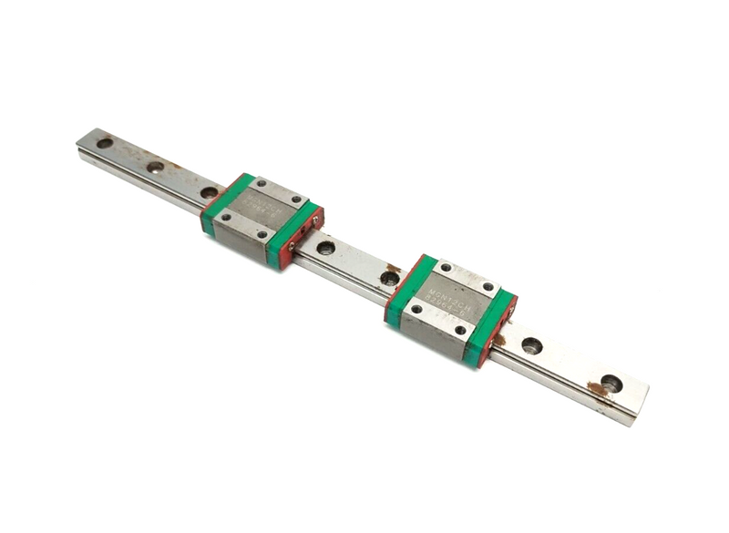 Hiwin MGN12CH Linear Guideway Assembly, 2 Blocks On MGNR12H 220mm Rail - Maverick Industrial Sales