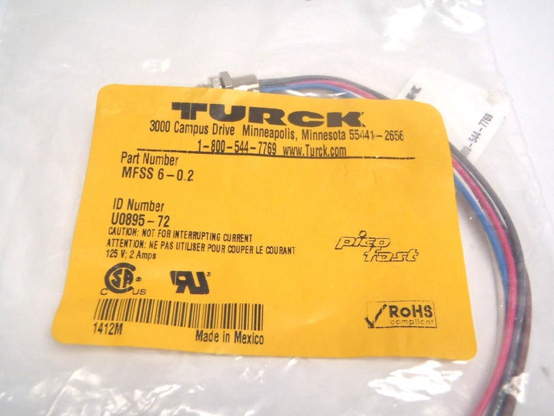 Turck MFSS 6-0.2 Connector M8 Pico Straight Male Receptacle 6 Wire U0895-2 - Maverick Industrial Sales