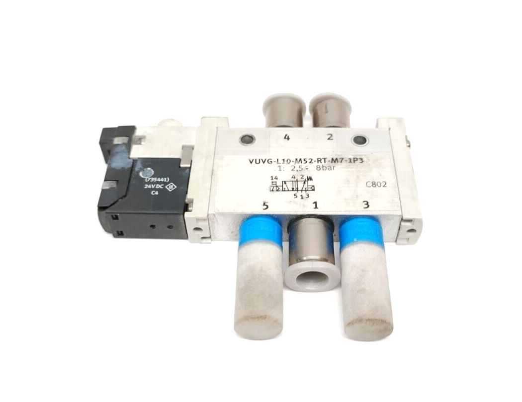 Festo VUVG-L10-M52-RT-M7-1P3 5/2-Way Solenoid Valve M7 Port 24VDC - Maverick Industrial Sales