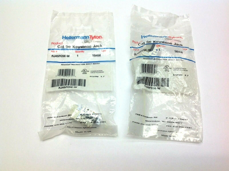 Hellermann Tyton RJ45FC5E-W Cat 5e Keystone Lot of 2 - Maverick Industrial Sales