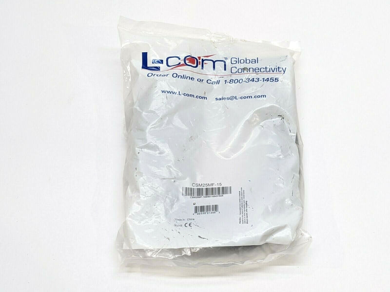 L-COM CSM25MF-15 D-Sub Cable, Economy Molded DB25 Male / Female 15ft - Maverick Industrial Sales