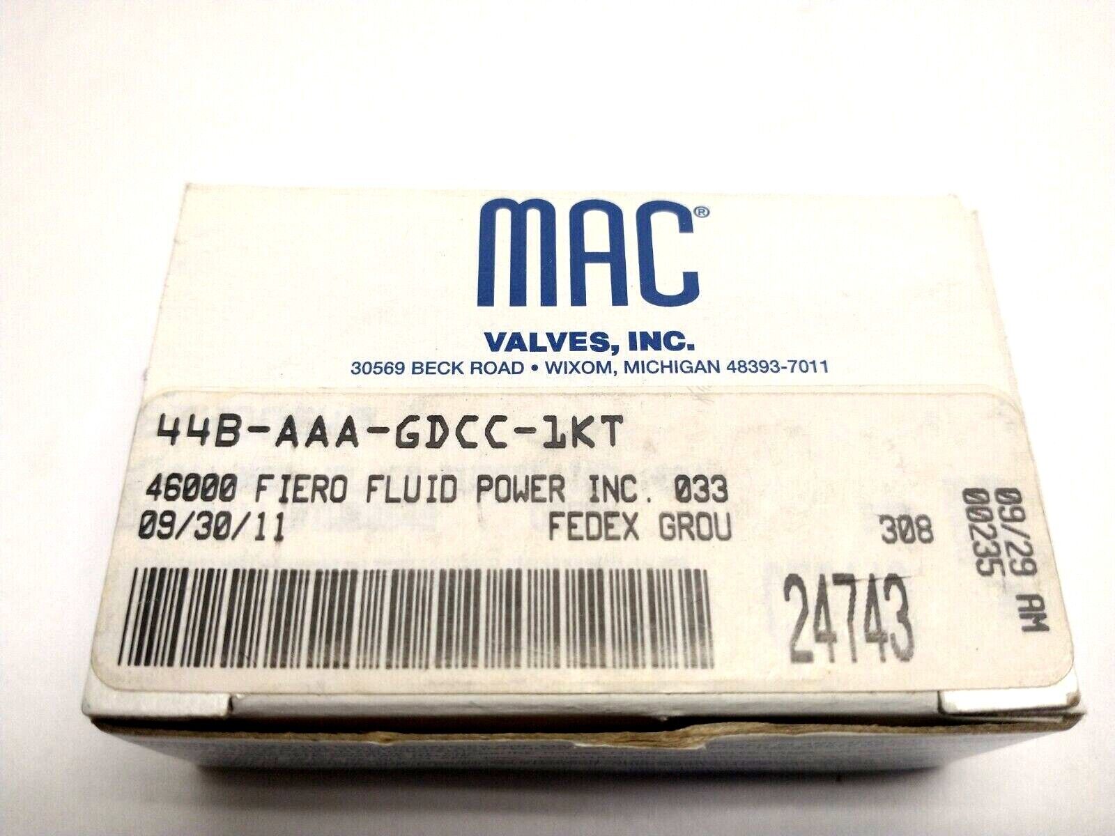 MAC Valves 44B-AAA-GDCC-1KT Solenoid Operated 4-Way Poppet Valve 24V 10-32 Ports - Maverick Industrial Sales