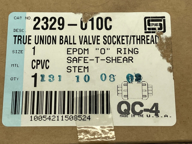 Spears 2329-010C True Union Regular Ball Valve 1" EPDM CPVC - Maverick Industrial Sales