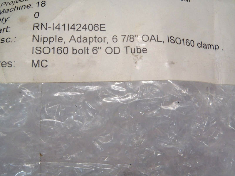 Kurt J Lesker RN-I41I42406E Nipple Adapter 6-7/8" Inch OAL Clamp Bolt 6" OD - Maverick Industrial Sales