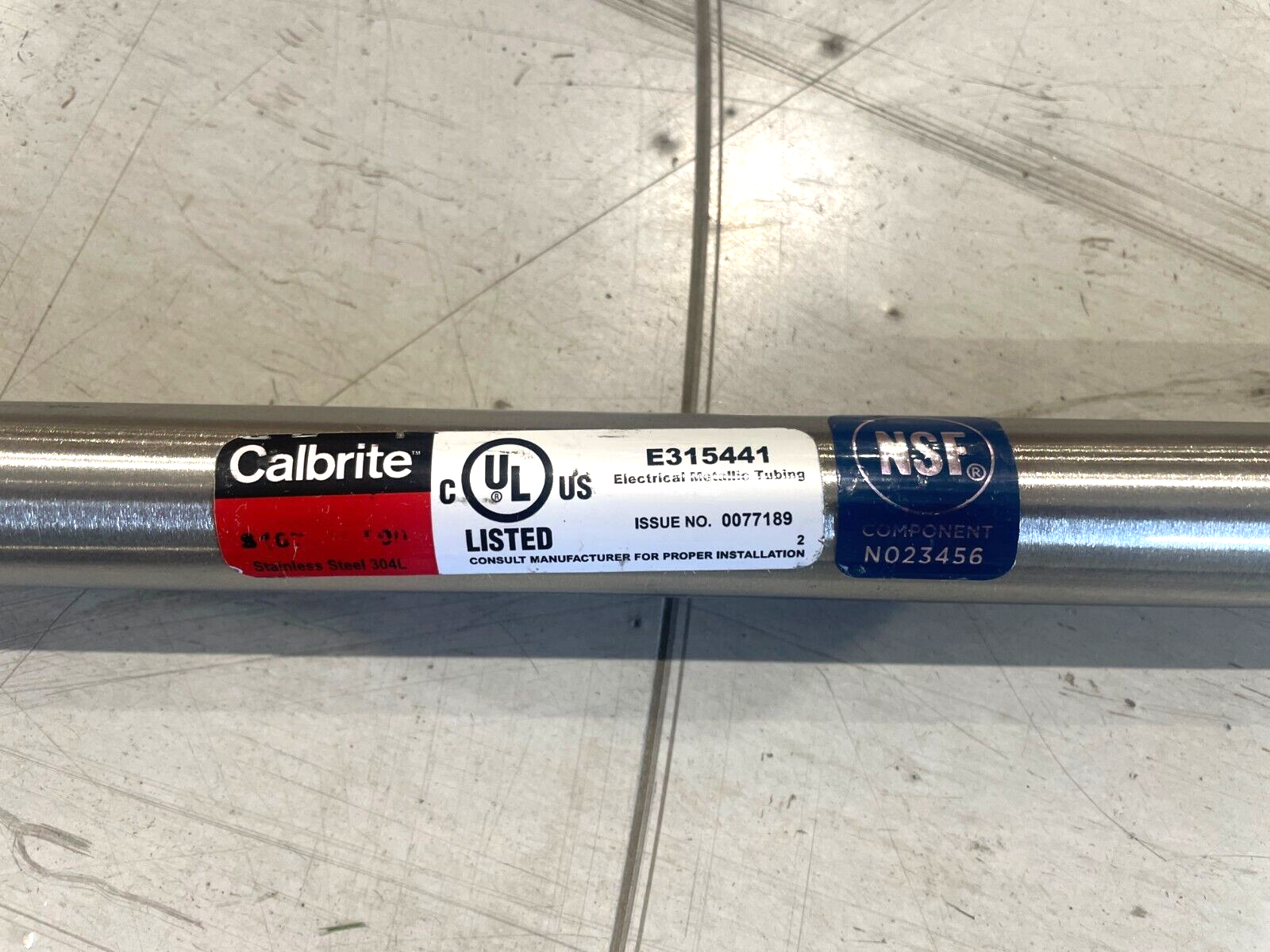 S10710CT00 | Calbrite EMT Conduit Tubing, 3/4", Stainless Steel 304L, E315441, 10' - New – Open box - Maverick Industrial Sales