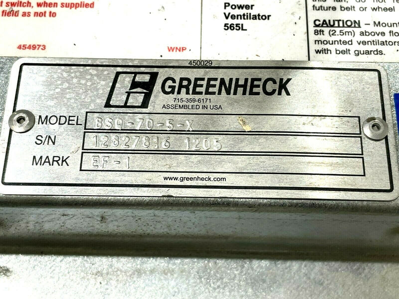 Greenheck BSQ-70-5-X Belt Drive inline Centrifugal Fan - Maverick Industrial Sales