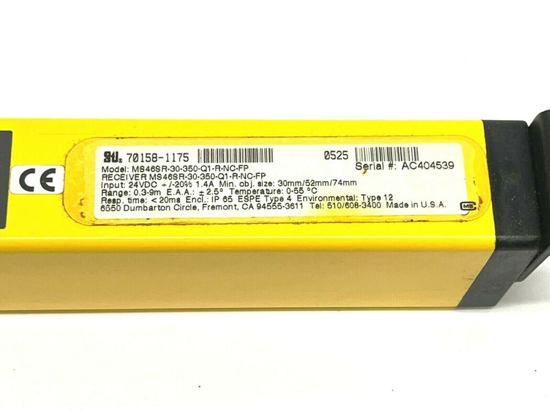 Omron STI MS46SR-30-350-Q1-R-NC-FP Safety Light Curtain Receiver Mini Safe 4600 - Maverick Industrial Sales