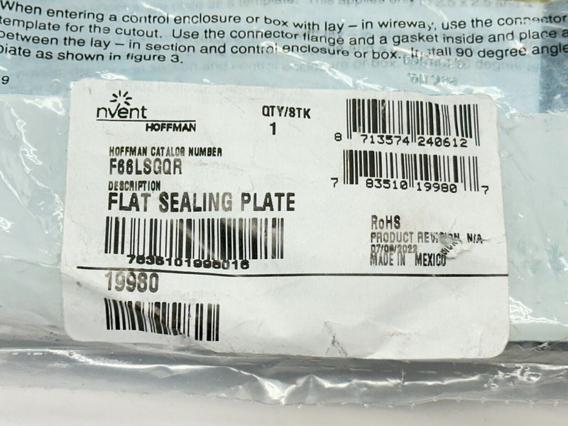 Hoffman F66LSGQR Flat Sealing Plate Cover and Gasket for Wireway 6" x 6" 19980 - Maverick Industrial Sales