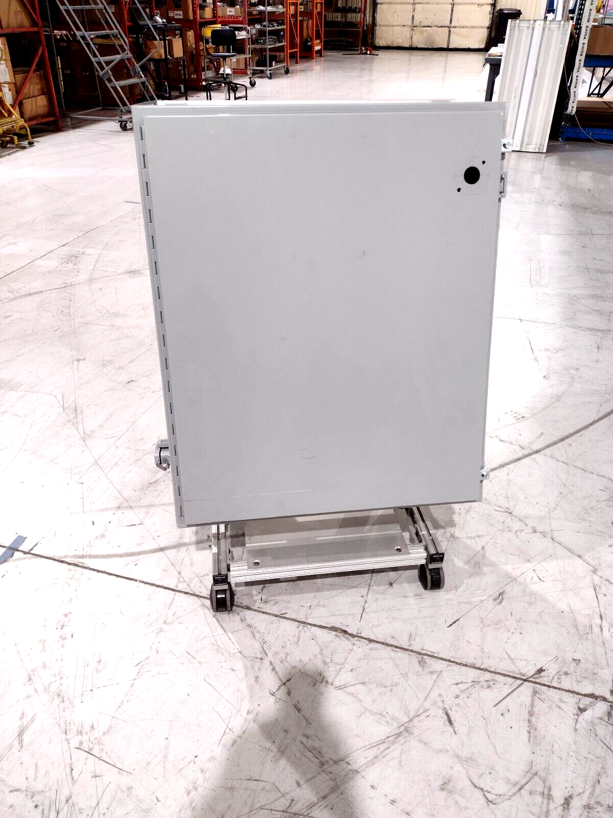 Hoffman A363008LP Electrical Controls Enclosure on Custom Tilting Cart - Maverick Industrial Sales
