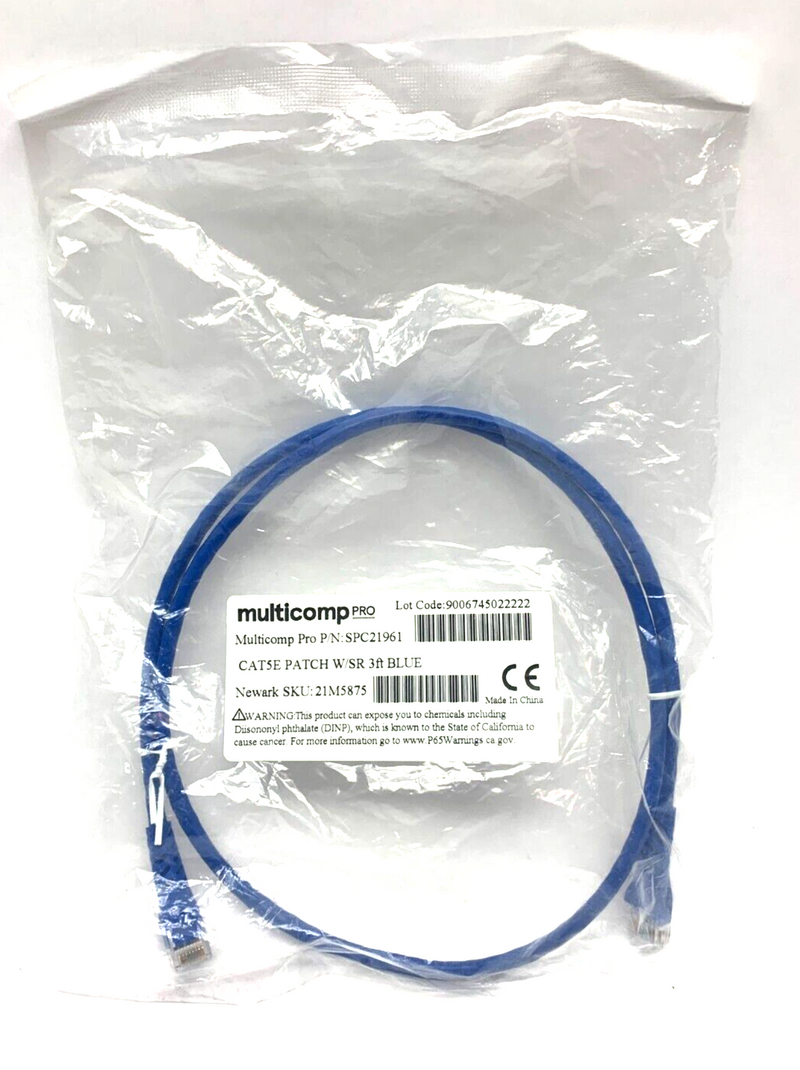 Multicomp SPC21961 Cat5E Patch Cable w/SR 3ft Blue - Maverick Industrial Sales