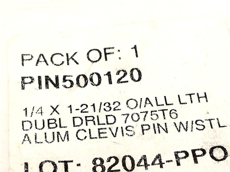 Accurate Mfg. Products Group PIN500120 Aluminum Clevis Pin 1/4" x 1-21/32" - Maverick Industrial Sales