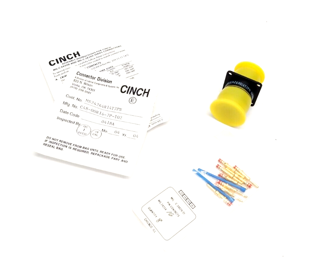 Cinch C48-00R14-7P-102 Circular MIL Spec Connector 26500 7C 7#16 PIN RECP - Maverick Industrial Sales