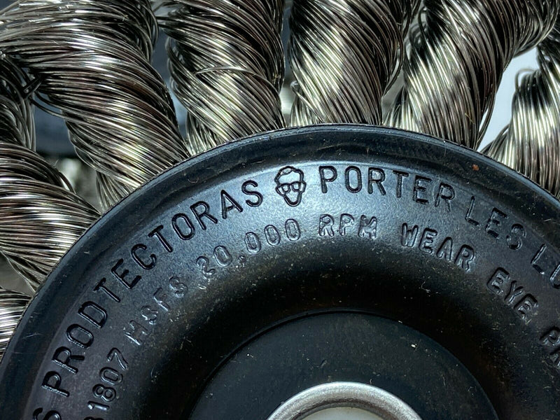 81807 4" Standard Twist Knot steel grinding Wheel .014 SS Wire, 1/2-3/8" A.H. - Maverick Industrial Sales
