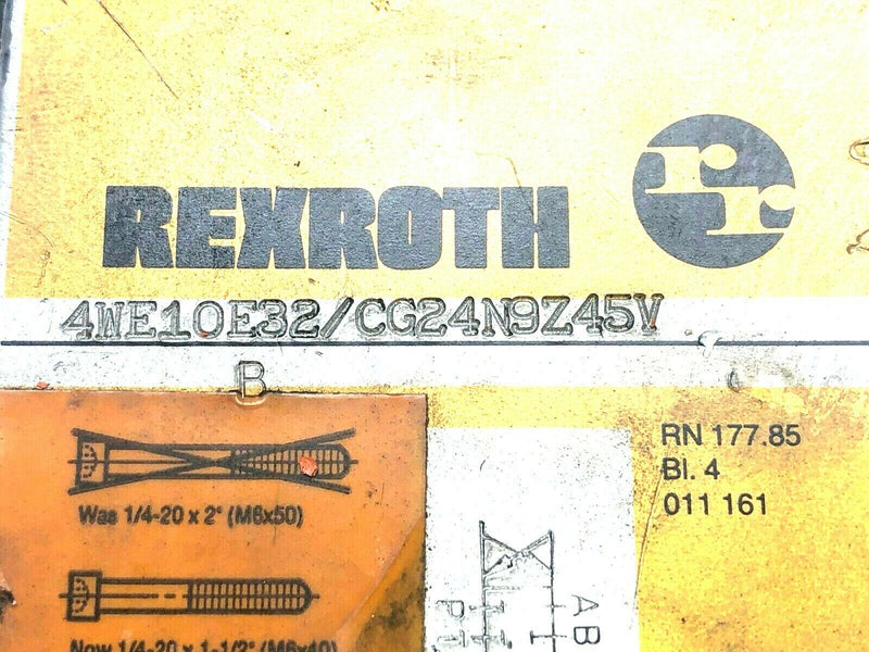 Rexroth 4WE10EB32/CG24N9Z45V Hydraulic Valve 24VDC 1,46A - Maverick Industrial Sales