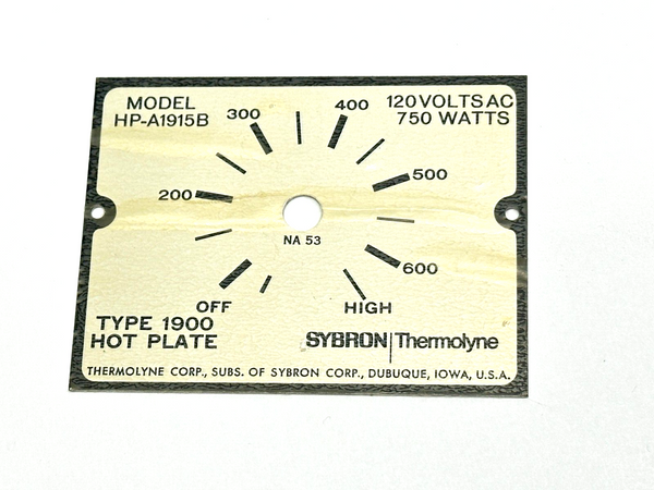 Thermo Scientific DL64X1 Badge for HP-A1915B Hot Plate - Maverick Industrial Sales