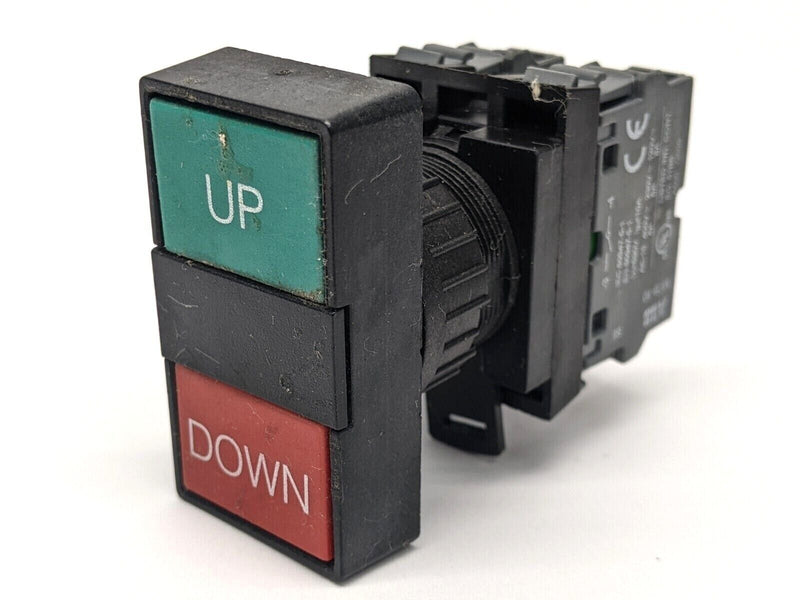 ABB CBK-2P4UD Double Pushbutton Green/Red Up/Down w/ MCB-10 Contact Blocks - Maverick Industrial Sales