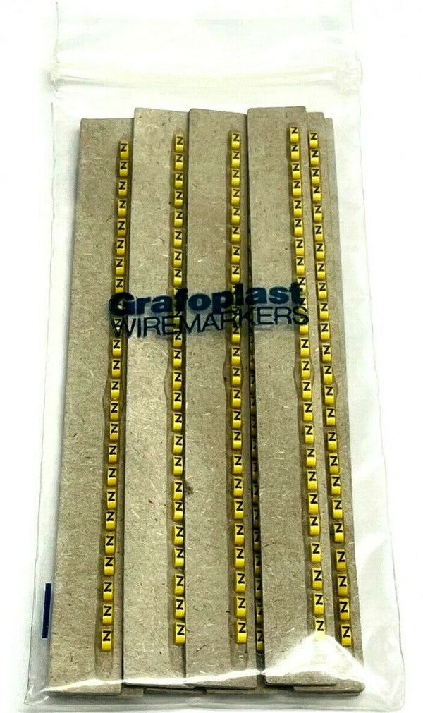 Grafoplast 117 Wire Markers Z Black on Yellow 10 Strips - Maverick Industrial Sales