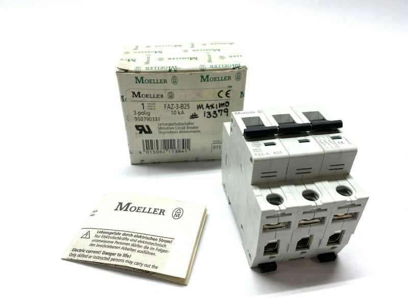 Moeller FAZ-3-B25 Miniature Circuit Breaker 3 Pole, 25A, 10kA - Maverick Industrial Sales