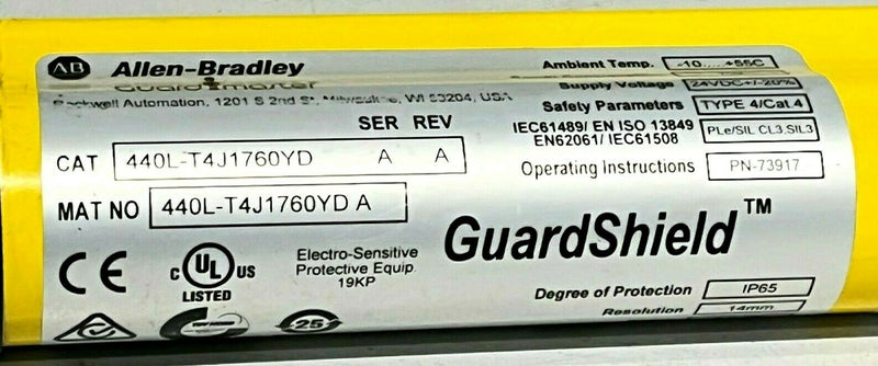 Allen Bradley 440L-T4J1760YD Ser A Rev A GuardShield Safety Light Curtain - Maverick Industrial Sales