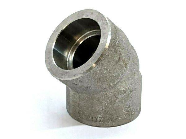 Bebitz A/SA 182F304/304L 1" Socket Weld 45 Degree Pipe Elbow 3000 lb 88785/2 B16 - Maverick Industrial Sales