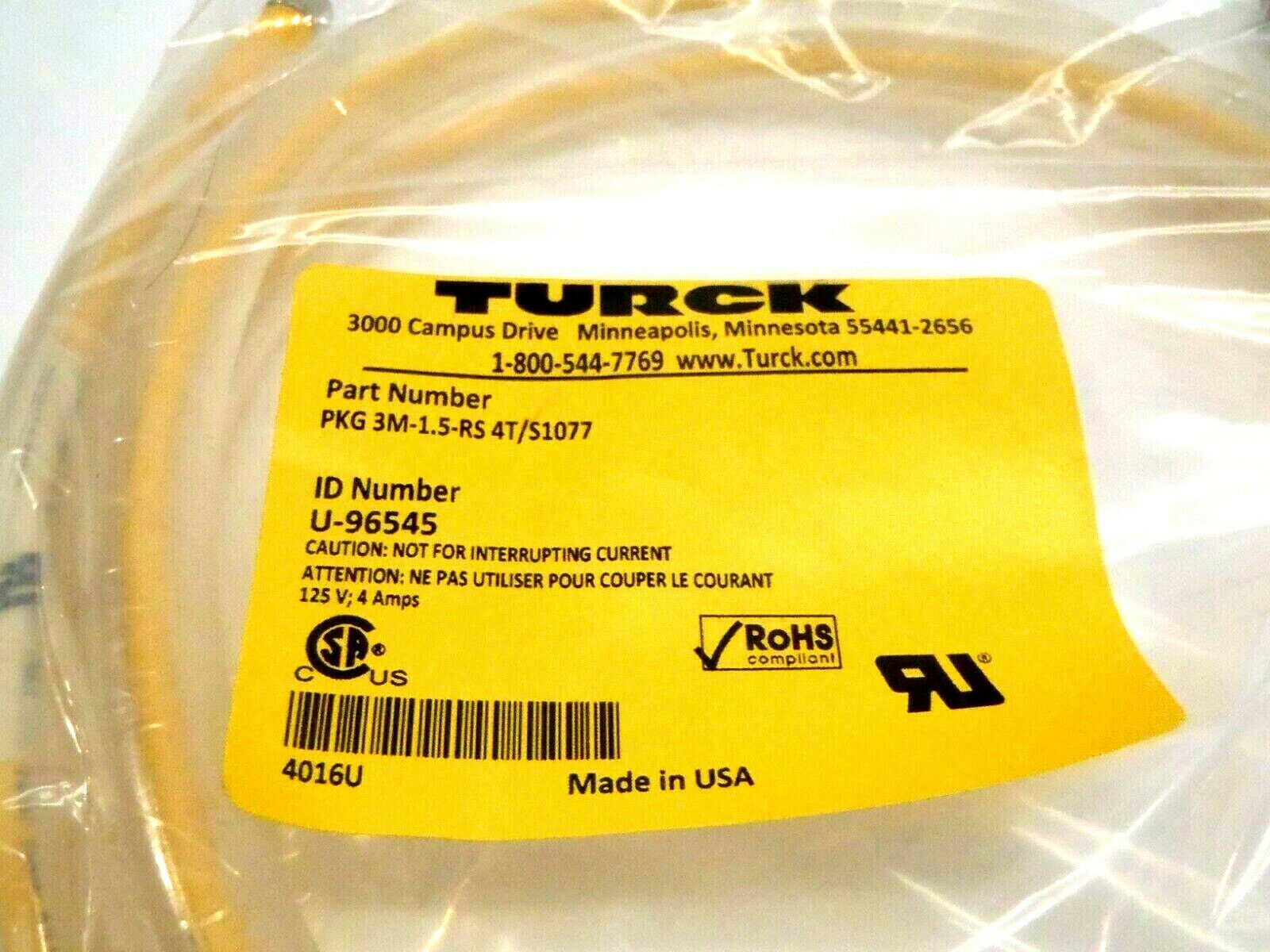 Turck PKG 3M-1.5-RS 4T/S1077 U-96545 1.5 Meter Male M12 to Female M8 Cordset - Maverick Industrial Sales