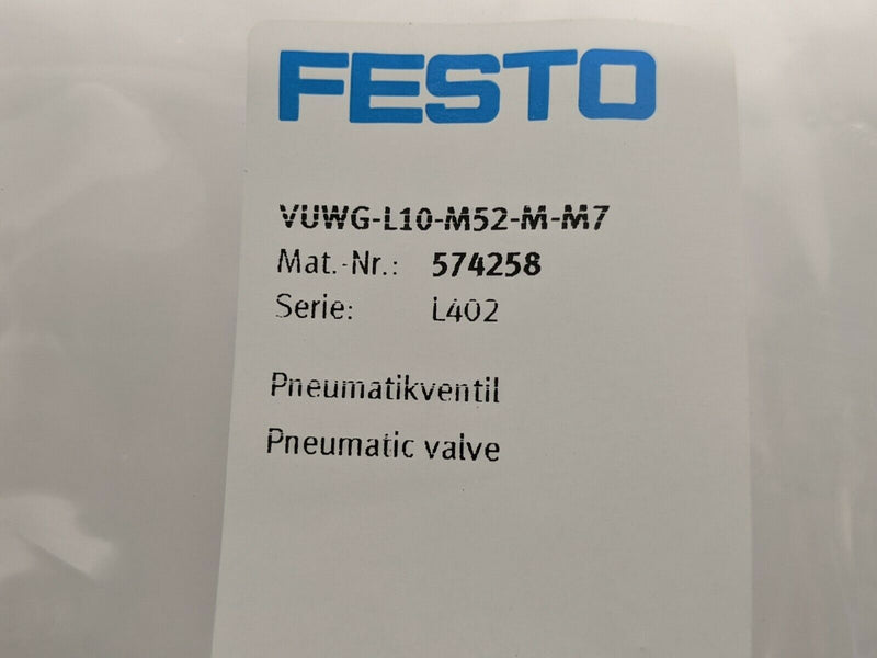 Festo VUWG-L10-M52-M-M7 Pneumatic Valve 574258 - Maverick Industrial Sales