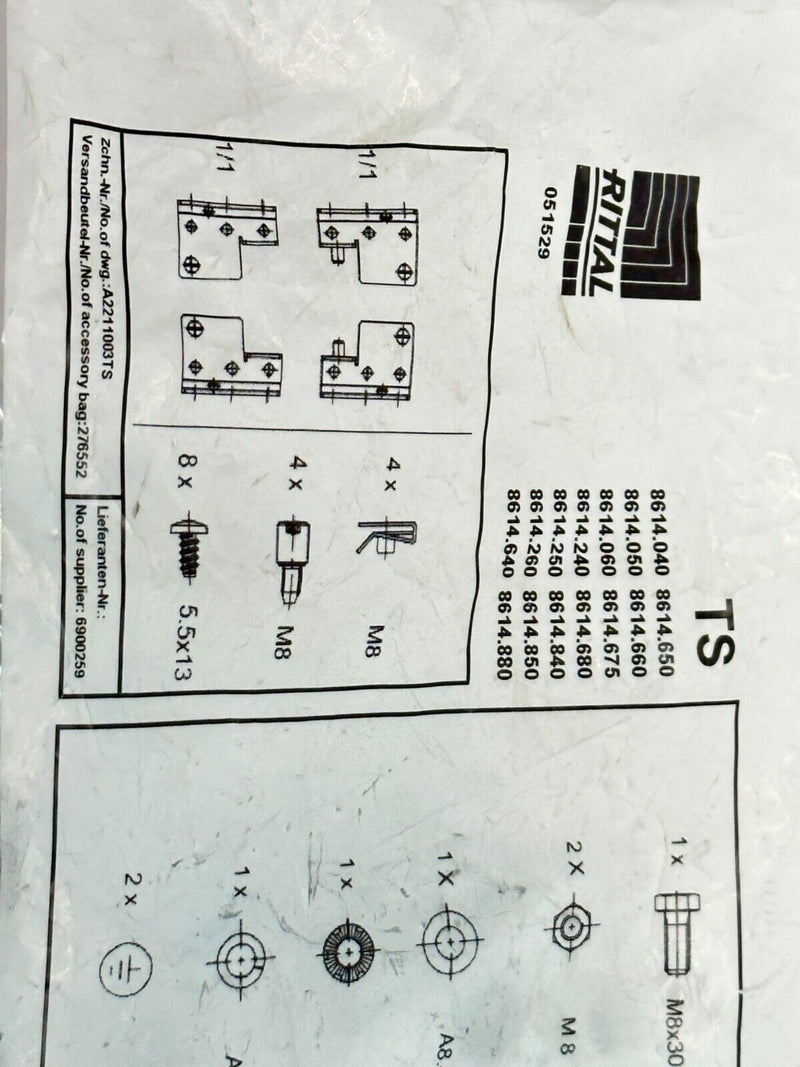 Rittal 8614.040 8614.650 TS Mouting Kit 276552 - Maverick Industrial Sales