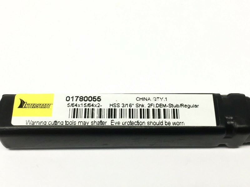 Interstate 01780055 Double End Stub End Mill Cutter 5/64"x15/64"x2- HSS 3/16" - Maverick Industrial Sales