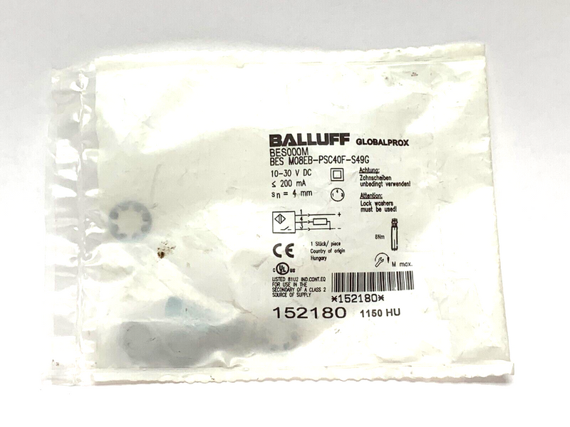 Balluff BES M08EB-PSC40F-S49G Globalprox Proximity Switch Sensor BES000M - Maverick Industrial Sales