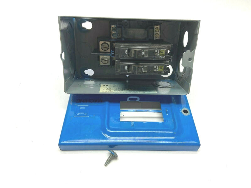 Square D Q02L30S Blue Enclosure Load Center w/ 2x 10A Amp Circuit Breakers - Maverick Industrial Sales