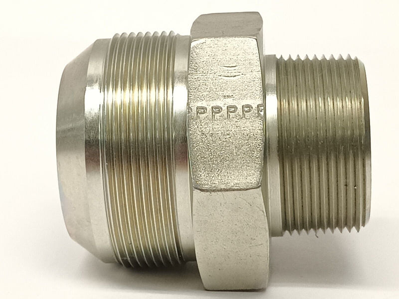 Stainless Steel Male Pipe Connector JIC 2-1/2" Thread x 1-1/2" NPT - Maverick Industrial Sales