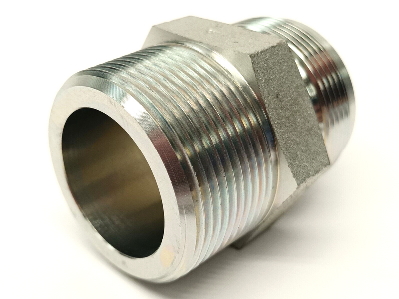 Stainless Steel Male Pipe Connector JIC 1-7/8" Thread x 1-1/2" NPT - Maverick Industrial Sales