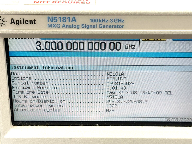 Agilent N5181A MXG Analog Signal Generator 100kHz-3GHz MY48180029 Option 503 UNT - Maverick Industrial Sales