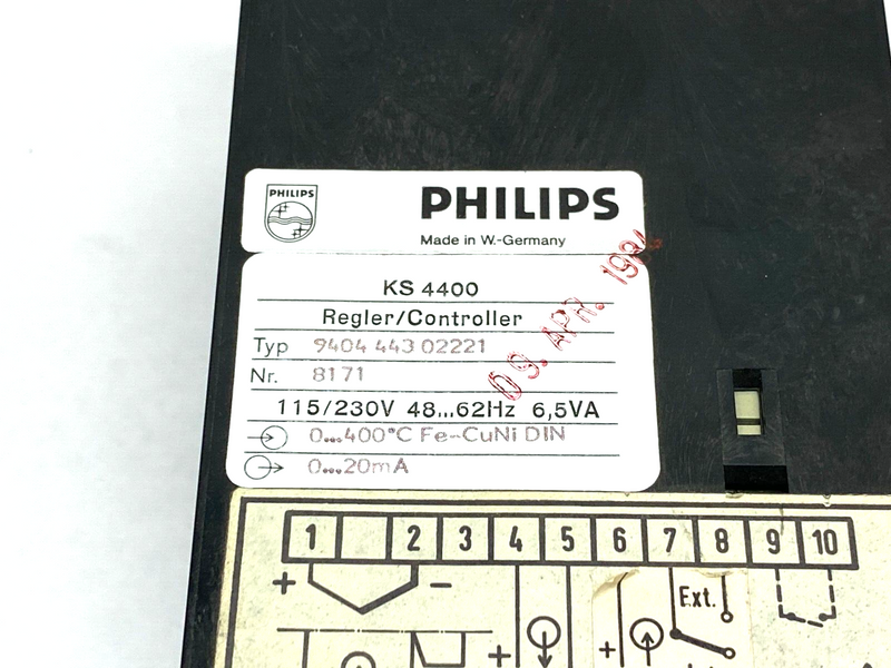 Philips KS 4400 Temperature Process Controller 115/230V 48...62Hz 9404 443 02221 - Maverick Industrial Sales