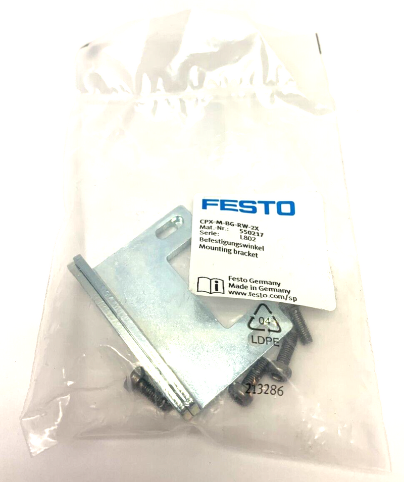 Festo CPX-M-BG-RW-2X Ser. L802 Valve Mounting Bracket 550217 - Maverick Industrial Sales