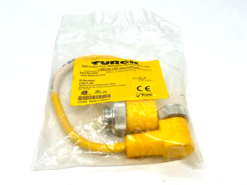 Turck WSM WKM 40-0.3M Minifast Cordset M/F 7/8 Minifast Connector U0871-46 - Maverick Industrial Sales