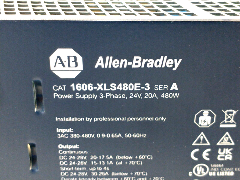 Allen Bradley 1606-XLS480E-3 Ser. A Power Supply 480W 24VDC 3PH - Maverick Industrial Sales