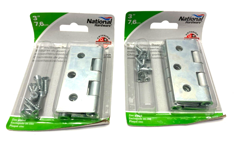 National Hardware N115-519 Door Hinges Zinc 3" LOT OF 2 - Maverick Industrial Sales