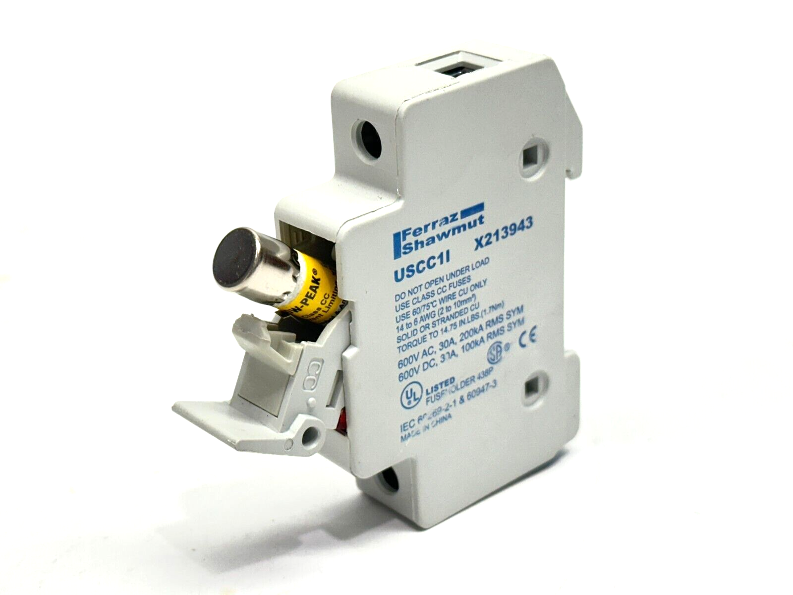 Ferraz Shawmut USCC1I X213943 UltraSafe Fuse Holder 30A 600V w/ LP-CC-6 Fuse 6A - Maverick Industrial Sales