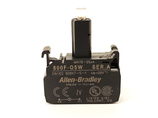 Allen Bradley 800F-Q5W Ser A Lamp Module White Spring Clamp 120VAC - Maverick Industrial Sales